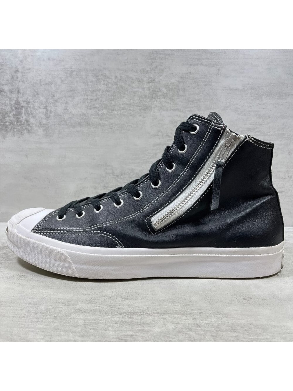 Converse Jack Purcell Zip Leather High Top Sneakers - Men's Size 10.5 - Black